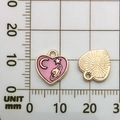 Purple heart enamel charm with moon and stars design for DIY jewelry making - Heart 11x12mm