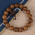 Bracelet en bois de Wengé naturel avec pompon de nœud chinois traditionnel marron - 12mm*17 Perles [Standard]