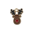 Christmas reindeer pendant charm in brown and gold for DIY jewelry making - Brown Christmas Deer Head