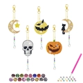 DIY Halloween diamond painting keychain set with pumpkin, skull and bat pendants - Skull Bat Style
