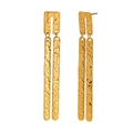 French vintage 18K gold plated stainless steel rectangular bars with hammered texture - Gold (French Vintage Bar Style)