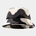 Detalle de gorro de lana de cordero sintética con estampado abstracto blanco y negro - Talla única / Estilo de Contraste Negro Blanco Gris (1#色)