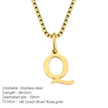 14K gold plated stainless steel box chain necklace with letter Q initial pendant - Letter Q / Gold