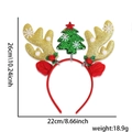 Christmas reindeer antler headband with gold sequins and a green Xmas tree 22x26cm - Green Tree Gold Antlers