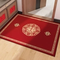Rote Hochzeit-Türmatte mit goldenem Xi-Zeichen und rutschfester TPR-Unterseite - 40*60cm / Hochzeitsglück C - Horizontal (MAT-Stil)