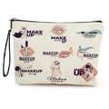 Linnen make-up tasje met vintage illustratie en zwarte polsband op witte achtergrond - Stijl met Polsband / Make-up Collage (xy-088-4)