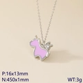 Rainbow unicorn titanium steel necklace in silver and pink enamel finish for women - Single Pink Unicorn (KN290911-GC) / Steel Color (Silver)