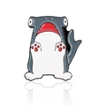 Funny grey hammerhead shark cat enamel pin with red paw prints and creative cartoon design - Hammerhead Cat Shark (CC847)