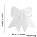 Detailed size chart showing 27x32cm white glitter bow ornament with weight 30g - Size 3 (32x27cm) / White