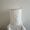 Large canvas storage basket featuring minimalist dark rainbow patterns and dual handles - Small Rainbow