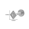 Silver G23 titanium labret stud with a diamond-shaped clear zircon and 0.44cm size detail - Silver Rhombus Style (T2522-2#银) / 1.2*8mm