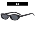 Glänzend schwarze ovale Katzenaugen-Sonnenbrille mit dunkelgrauen Gläsern Modell C3 - Glänzend Schwarzer Rahmen Graue Gläser