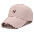Rosa Baseballkappe aus Baumwolle mit braunem H-Buchstaben-Stickerei im Minimal-Stil - Verstellbar / Rosa