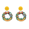 Détail de boucles d'oreilles couronne de Noël en acrylique brillant avec Merry Christmas - No.6 - Couronne de Noël