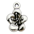 Colgante de flor en plata antigua con cinco pétalos para creación de joyas DIY - Flor de Ciruelo Pequeña 9x13mm