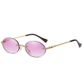 Retro randlose ovale Sonnenbrille mit lila Verlaufsgläsern und goldenem Metallgestell - Goldrahmen Lila Verlaufs