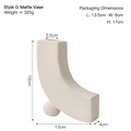 Modern white matte ceramic vase with a J-shaped geometric design for minimalist decor - Biscuit White - Style G