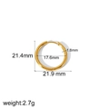 Detalle que muestra el diámetro de 21,4mm y grosor de 1,8mm de los aros de acero titanio - Aro Dorado de 21.4mm de Diámetro Exterior (TE6018-2-22)