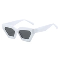 Modern white geometric cat-eye sunglasses with thick frames and dark tinted lenses - White Frame Dark Grey Lens