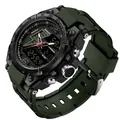 Orologio sportivo nero e verde militare con doppio display e resistenza 5BAR - 6137 Nero Verde (Uomini)