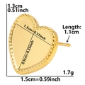 Technical drawing showing measurements of gold heart stud earring in 304 stainless steel - D42-Heart / Gold