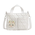 Bolso bandolera blanco acolchado con corazón para niña y tierno peluche de conejo - Blanco Roto