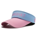 Visiera parasole blu e rosa con scritta KMQHAT e strisce sportive laterali - Tesa Rosa con Blu