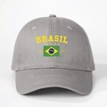 Detailed close-up of the Brazil 1938 print and stitching on this gray baseball cap - One Size / Gray