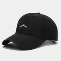 Quick-dry baseball cap with white mountain peak embroidery and curved brim in black - Adjustable / Black