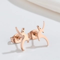 Minimalist rose gold dinosaur studs in stainless steel with a polished finish - 507 Animal / Rose Gold