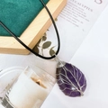 Handmade silver wire-wrapped tree of life pendant necklace with purple water drop crystal - Amethyst Silver