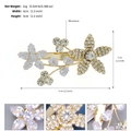 Detailansicht der Blumen-Haarklammer mit Maßen 6x3cm und Details zum Strassstein-Material - Blume (HS-J7046G) / Gold