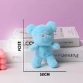 Blue plush bear keychain with 15cm height and 10cm width measurement details - Blue / No Pendant