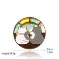 5cm round enamel pin featuring two cats and a heart tail on a white background - Cats And Sunshine (X00386)