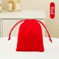 Red velvet drawstring jewelry pouch for gifts and accessories in soft fabric - 7cm*9cm / Red