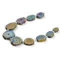 Irregular rainbow agate tower stones and silver round beads on a minimalist bracelet - Tower Shape 12-28mm / Multicolor