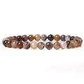 Natural 6mm agate barrel bead bracelet featuring earthy tones and concentric textures - Earth Tone Agate