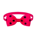 Magenta pet bow tie with black polka dots featuring premium ribbed ribbon texture - Rose Red with Black Dots
