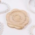 Petal shaped wooden jewelry tray with natural wood grain for bracelets and rings - Solid Wood / Natural Wood 6-Petal Flower