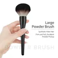 Large powder brush with black-white gradient synthetic bristles and black glossy handle - Black Swan Large Powder Brush