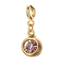 Detailed close-up of 6mm pink birthstone pendant with golden stainless steel clasp - [Spring Ring Clasp] October Pink