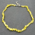 Irregular natural yellow quartz stone necklace with silver metal clasp and extension chain - Bracelet / Yellow Cat's Eye