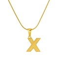 Gold snake chain necklace with an embossed letter X pendant in a matte metallic finish - Letter X (S-P004-X)