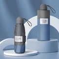Mini parapluie de poche gris et bleu, pliable 5 fois avec étui anti-UV50+ - Huit Baleines / Bleu Brume