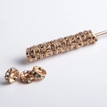 Golden plated spacer beads with crystal rhinestones for DIY bracelet jewelry making - Rose Gold/White Zirconia