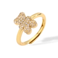 Goldener Teddybär-Ring mit funkelnden Kristallen und verstellbarem offenem Design - Bär Ring / Gold