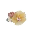 Handmade floral hair clip with yellow organza petals and rose pink fabric flower accents - Style 15 (Yellow Pink White Cloth Flower)
