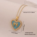 Goldene Edelstahlkette mit blauem Emaille-Herzanhänger, Schleife und Perle im Vintage-Stil - Blau