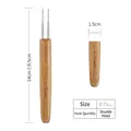 Double-headed 0.75mm dreadlock crochet hook with natural bamboo handle for hair extension - 0.75mm Double Hook