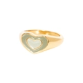18K gold plated heart ring with dual-tone green enamel inlay in a vintage style - US 7 / Green Double Heart